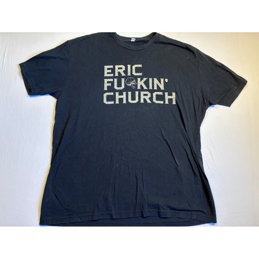 Next Level Men 2XL Black Eric Fukin' Church Skull Graphic T-Shirt Crew Neck